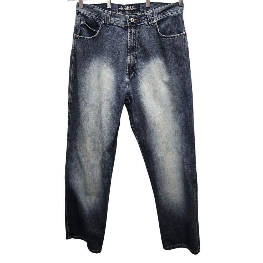 Jordan Craig Factory Distressed Blue Jeans Mens 38x34 Y2K Skater Relaxed Casual